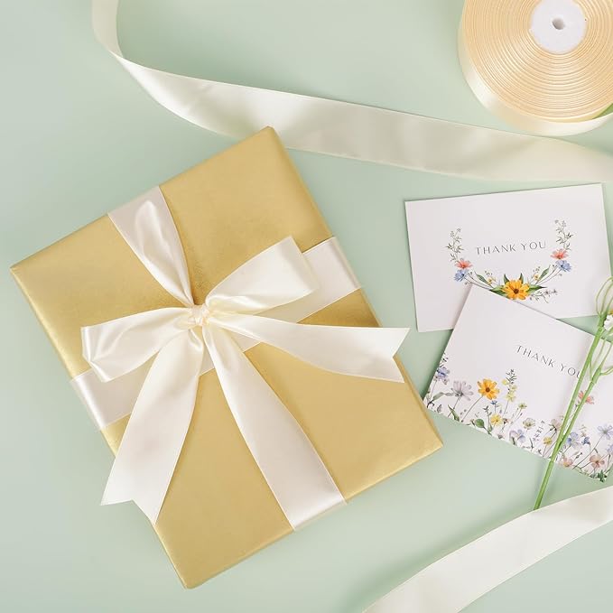 100 Yards Ribbon,1-1/2 Inch Ivory Satin Ribbon,Single Face Satin Ribbons,Perfect for Gift Wrapping,Wedding Decoration,Handmade Bows,Wrapping Bouquet and More