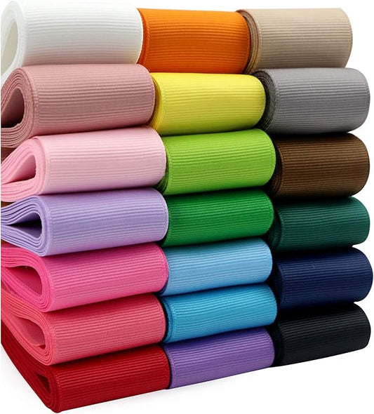 2 Inch Grosgrain Ribbon 20 Solid Color Assortment, 2" X 2 Yard Each, Total 40 Yds Per Package, Wide Ribbons Grosgrain Thick Hair Ribbons for Hair Bows