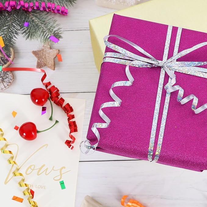 500 Yards Silver Ribbon Curling Crimped, Balloon String Shiny Metallic Roll for Gift Wrapping Ribbon for Birthday Party Festival Art Craft Decor Florist Flowers Decoration