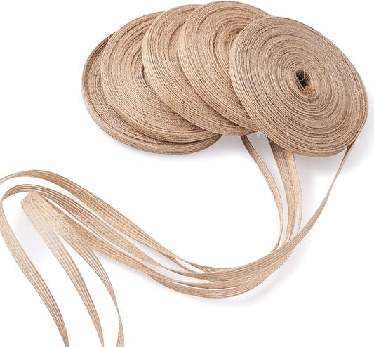 Natural Fine Burlap Ribbon – 10 Meter Roll Rustic Jute Craft Ribbon for Gift Wrapping, DIY Decorations, Handmade Projects